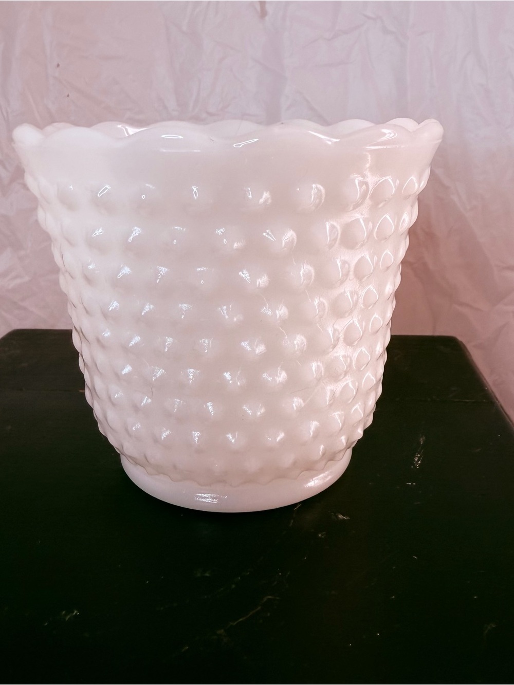 Vintage White Hobnail Milk Glass Planter - Classic Home Accents